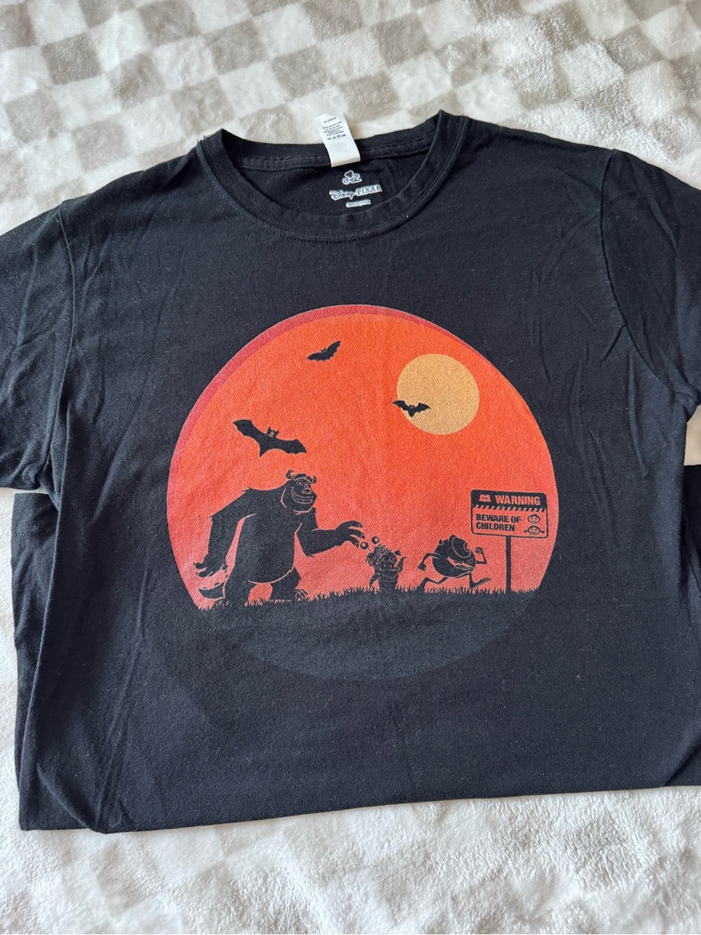 Disney Pixar monsters inc Black Graphic Tee with Orange-Red Halloween